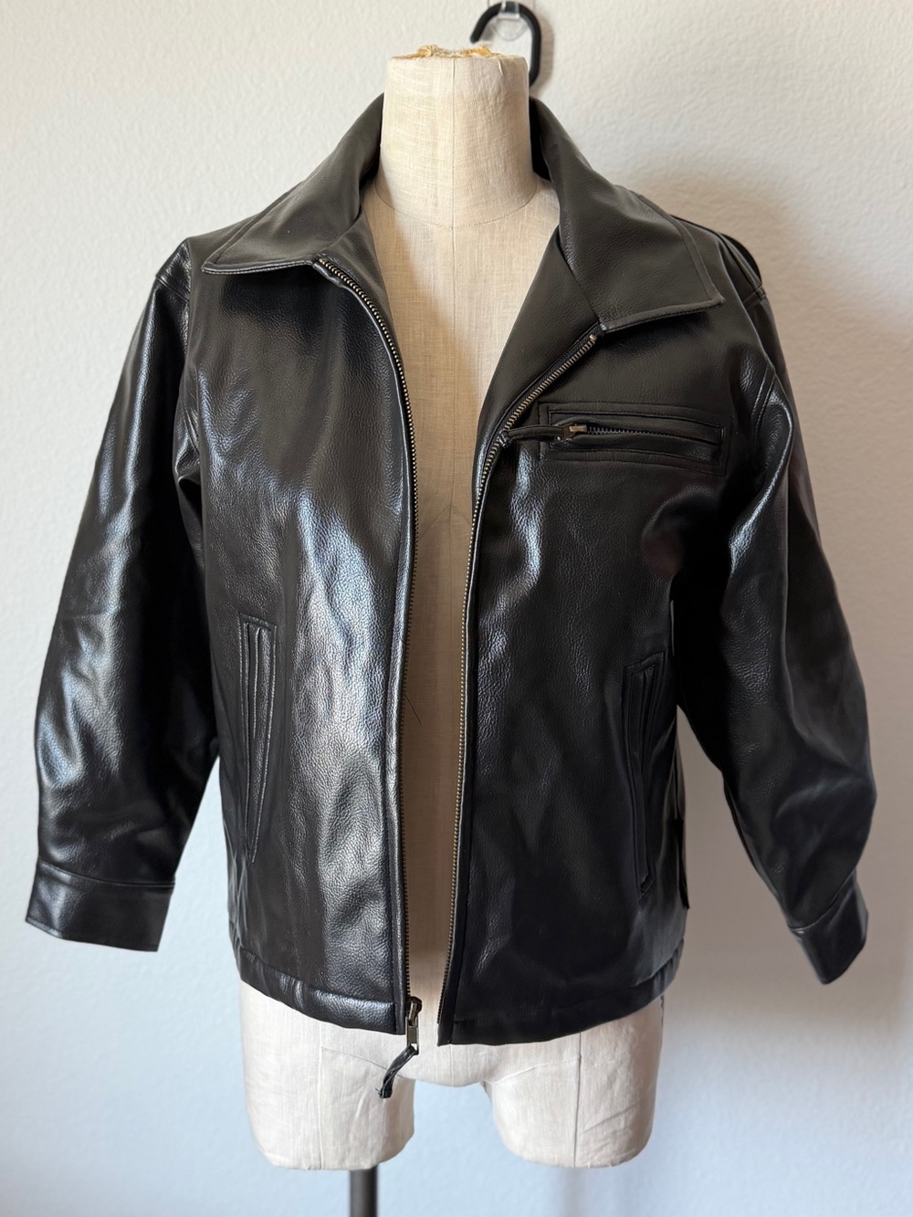 Weatherproof Black Pleather Zip Up Jacket
